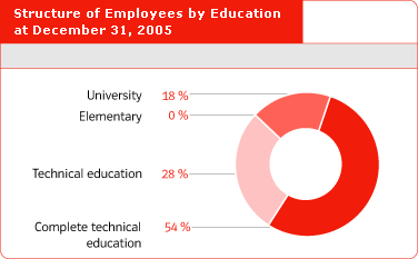 Structure of Employees by Education at December 31, 2005