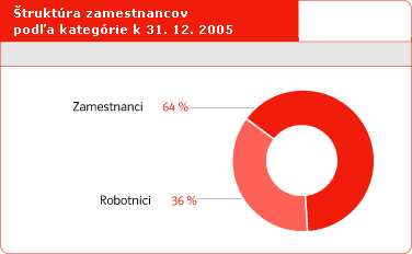 truktra zamestnancov poda kategrie k 31. 12. 2005